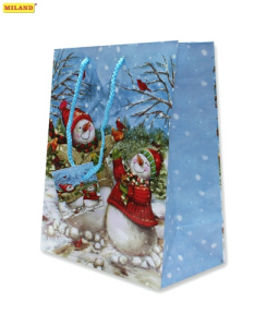 Пакет подарочный Весёлые снеговики (M) ПП-6766