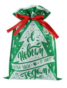 Мешочек Зеленый M из нетканого материала  плотностью 70г/м2, с ручками,  с полиэстровой лентой (шири