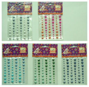 Стразы самоклеящиеся ЖЕМЧУГ,  60шт, 8мм, 6мм, 3мм, 5цв. ассорти, полимерные, п/п с е/п