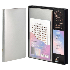 Записная книжка + стикеры, скрепки и резинка-фиксатор (набор подарочный)  ESCALADA А6+, 96 л., арт. 