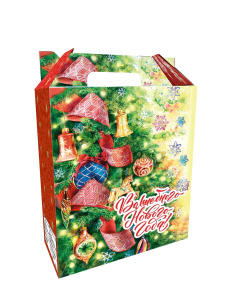 Коробка /Волшебного нового года/ для упаковки кондитерских изделий: складывающаяся, из негофрированн