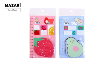 Набор закладок с клеевым краем BRIGHT FRUIT 8,5х14,3 см (3 блока из ПЭ по 7 листов, 1 фигурный блок 