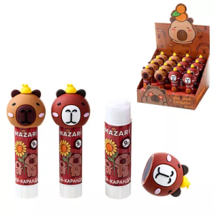 Клей-карандаш КАПИБАРА, 9г, ПВА, для бумаги, картона, фотографий, ткани, картонный дисплей