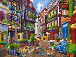 Алмаз. раскраска по номер. (класс) 30х40 см, с подрамн. УЛОЧКА С МОЩЕНОЙ ДОРОЖКОЙ. Арт. ACK3007