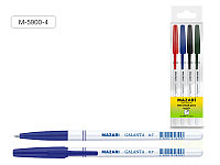 Набор ручек шариковых GALANTA, 4 цв., пулевидный пиш.узел 0.7мм, корпус пластиковый белый, в ПВХ-упа