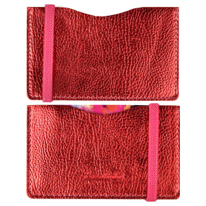 Чехол д/пласт. карт арт.48387/100 НАППА КРАСНЫЙ МЕТАЛЛИК (108х65 мм, блинтовое тиснение, застежка-ре