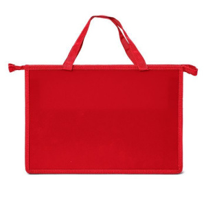 Папка д/труда с 2 ручками А4 широкая Creativiki 330х230х105 мм красн. пластик, полиэстер молния свер