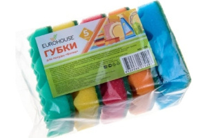 9329 Губки для посуды Волна 96*64*27мм, 5шт, 1/50 (9329 из короба 1/50)