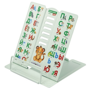Подставка для книг BRAUBERG KIDS mini, /Animals/ с алфавитом, регулируемый угол наклона, металлическ