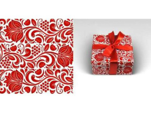 Упаковочная бумага Узор красный  (1 лист в рулоне, 70 х 100 см, 90 г/м2) 10-05-0017