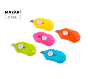 Нож канцелярский, мини, 60*30 мм, ширина лезвия 10 мм, ассорти 6 цветов, ОПП-упаковка