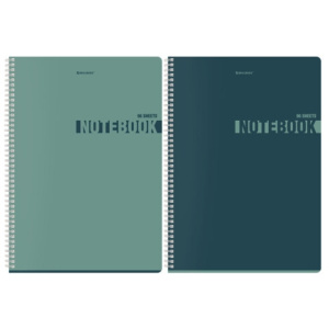 Тетрадь А4, 96 л., BRAUBERG, гребень, клетка, матовая ламинация, NoteColor, (микс в спайке), 405316