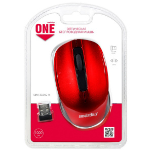 Мышь беспроводная Smartbuy ONE 332, красный, USB, 3btn+Roll (10702070/080824/3267110, Китайская Наро