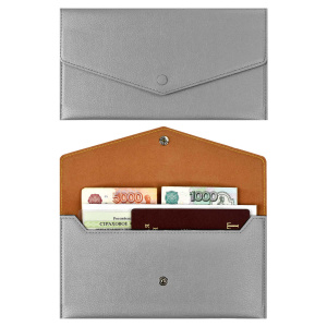 Органайзер-папка д/путешествий арт.48412/50 НАППА СЕРЕБРЯНЫЙ МЕТАЛЛИК (227х110 мм, блинтовое тиснени