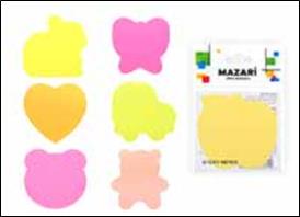 Бумага для заметок с клеевым краем, фигурная, 30л., флуоресцентная