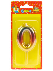 Свеча для торта Волшебный градиент Цифра 0 С-4085