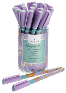 Ручка маслян. LOREX HOROSCOPE SLIM SOFT GRIP синий 0,5 мм ассорти прорез. корп.