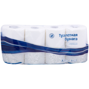 Бумага туалетная OfficeClean /Premium/ 3-слойная, 8шт., тиснение, белая 279674