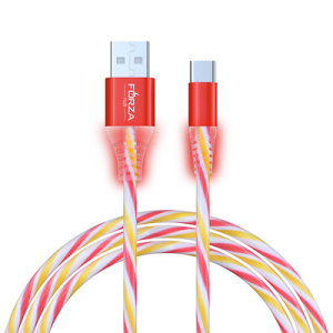 FORZA Кабель для зарядки Конфетти Type-C, 1.5А, 1м, цветная подсветка, 3 цвета, пакет (10131010/1009