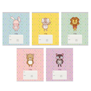 Тетради А5 12л. Скрепка. Клетка. Обл.: мел. бумага. Бум. оф.60 г/м2. Уп./гофр.