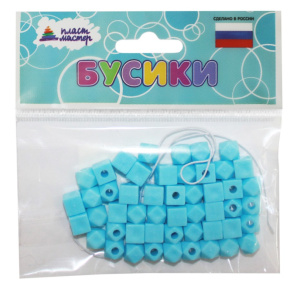 Набор бусин /Кубики-ромбики/ (голубой) 1/100