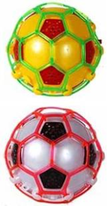 Мячик пластмассовый футбольный жёлтый со звуком, светом, вибрация.  В ассортименте