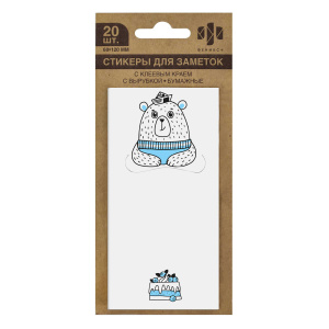 Стикеры для заметок бумажные арт. 59979 / 48 МЕДВЕДЬ (кол-во шт. в наборе: 20, размер 60x120 мм, мат