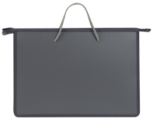 Папка д/труда с 2 ручками А4 широкая Creativiki 335х235х55 мм серый пластик, полиэстер молния сверху