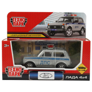 Машина металл LADA ПОЛИЦИЯ 10 см, инерция, кор. Технопарк в кор.2*96шт