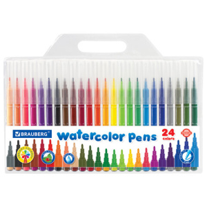 Фломастеры BRAUBERG /PREMIUM/, 24 цвета, КЛАССИЧЕСКИЕ, вентилируемый колпачок, ПВХ-упаковка с европо