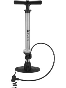 Велосипедный насос ручной с манометром  40 см (4 типа насадок) цвет: черный  (арт. НВЛ-0315)