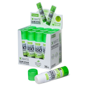 Клей-Карандаш Hatber X-Mate 36гр в картонной Дисплей-витрине