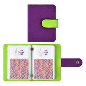Визитница арт.45955/50 ДЖИНС ФИОЛЕТ+ДЖИНС САЛАТОВ. (110х80 мм, 16 односторонних ПВХ-карманов на клеп