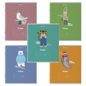 Тетрадь 18 л. BRAUBERG клетка, обложка картон, /МОДНЫЕ ЖИВОТНЫЕ/, 106480