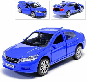 Машина металл HONDA ACCORD 12 см, двери, багаж, инерц, синий, 