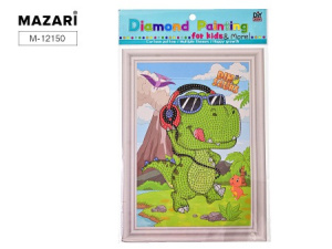 Алмазная мозаика ДИНОЗАВРИК, картонная основа, 17.5х24 см, частичная выкладка, ОПП-упаковка