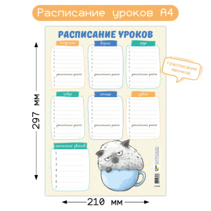 Расписание школьное А4 кот НФ-00007414