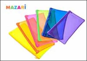 Пенал-косметичка FLUO, на молнии, ПВХ, ассорти 6 цветов, пластиковый пакет с европодвесом