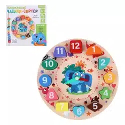 ИГРОЛЕНД Часики-сортер развивающие для малышей, 18,5х2,5х18,5см, дерево (10702070/070725/5231091, Ки