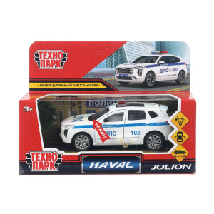 Машина металл свет-звук haval jolion ПОЛИЦИЯ белый 12 см, двери, багаж,кор. Технопарк в кор.2*36шт