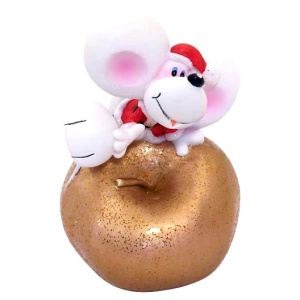 Сувенир МЫШКА c золотым яблоком, полирезин, 9 см, 4 в.