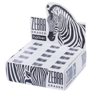 Ластик из термопластичной резины Hatber Zebra 32х18х8 мм 60шт. в картонной Дисплей-витрине