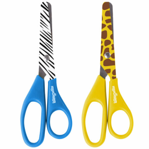 Ножницы ЮНЛАНДИЯ /САФАРИ/, 130 мм, с цветной печатью, картонная упаковка с подвесом, ассорти, 236986