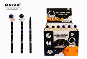 Ручка гелевая SPACE 1, СИНЯЯ, игольчатый пишущий узел 0.5 мм, цветной пластиковый корпус, сменный ст