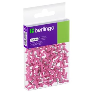 Кнопки силовые Berlingo, 50шт., цветные, ПВХ упак., европодвес, розовые (10702070/160724/3244088/1, 