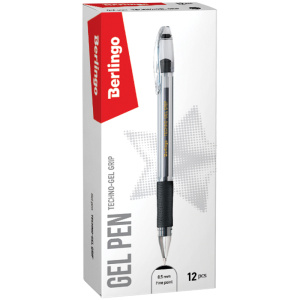 Ручка гелевая Berlingo /Techno-Gel Grip/ черная, 0,5мм, грип