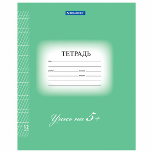 Тетрадь 12 л. BRAUBERG ЭКО /5-КА/, частая косая линия, обложка плотная мелованная бумага, ЗЕЛЕНАЯ, 1