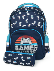 Рюкзак Schoolformat SOFT 2+ GAMERS 17 л синий 40,5х29х14 см мягкий 2 отд. молния д/мальчиков