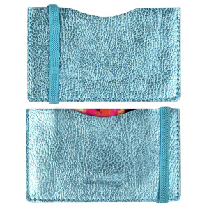 Чехол д/пласт. карт арт.48389/100 НАППА ГОЛУБОЙ МЕТАЛЛИК (108х65 мм, блинтовое тиснение, застежка-ре