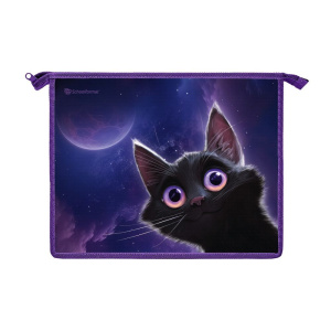 Папка д/тетрадей 1 отд. А5 Schoolformat ИГРИВЫЙ КОСМОКОТИК молния 235х190х50 мм фиол. пластик, карто